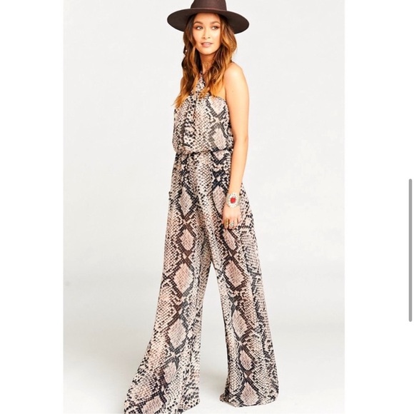 SHOW ME YOUR MUMU Snake Print Wide Leg Jumpsuit Boho Festival Vacation Chic XS - Picture 3 of 13